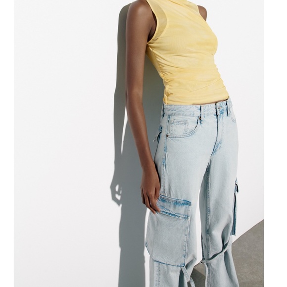 Zara MID -RISE TRF CARGO JEANS - Picture 4 of 16